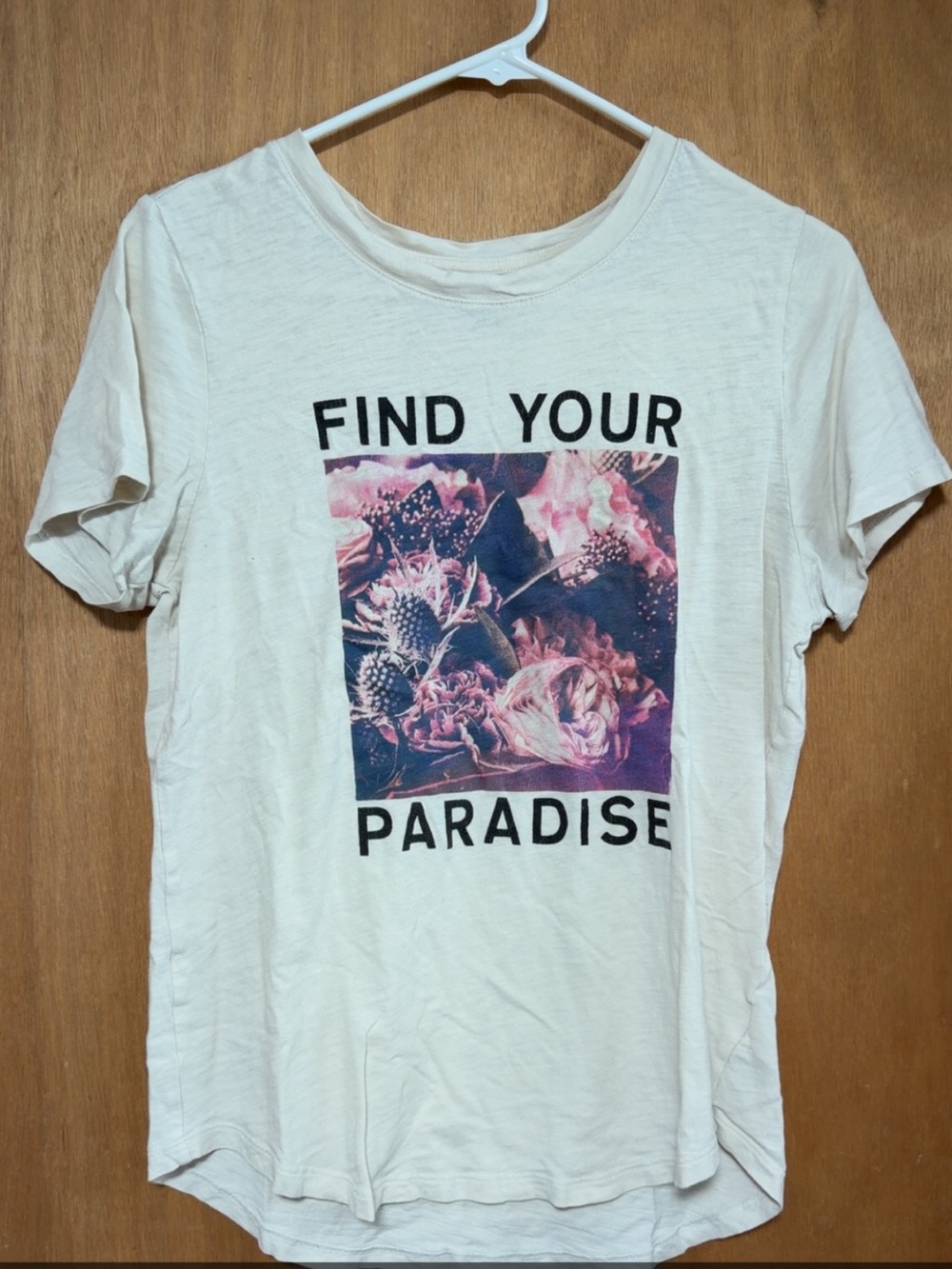 Find Your Paradise Floral Graphic Tee - Cream with Pink & Navy